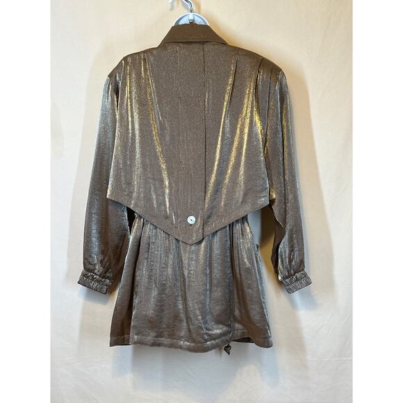 PIZAZZ Gold Brown Metallic Jacket S Y2K 90’s Romantic Goth Couture Streetwear - Picture 7 of 16